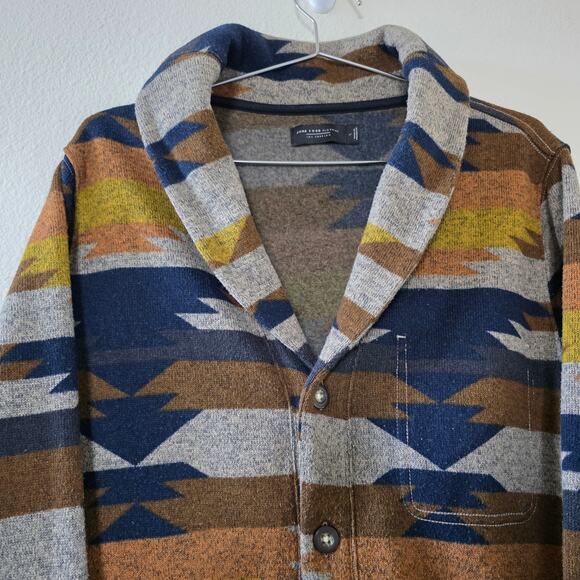 Junk Food Clothing Los Angeles Aztec Southwestern Cardigan Mens Size L Brown - Picture 2 of 11